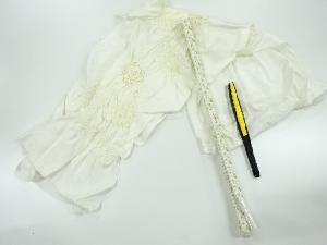 リサイクル　正絹　絞り花模様帯揚げ・帯締めセット（扇子付）